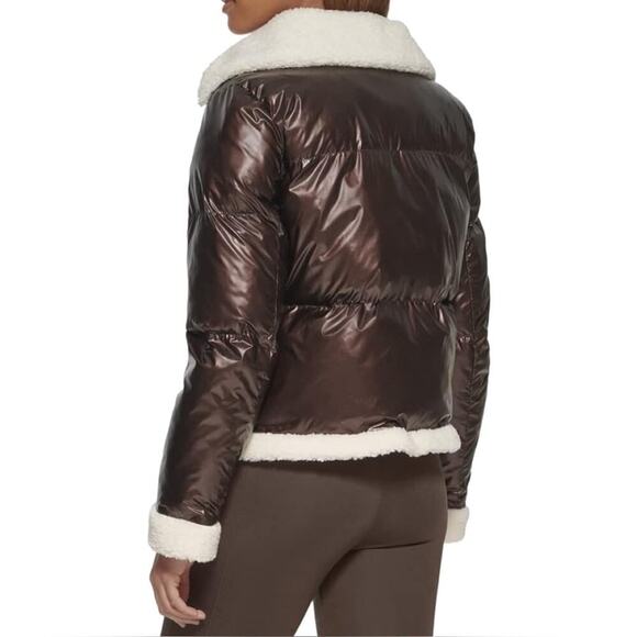 Levi's Breanna Pearlized Brown Faux Shearling
Puffer Jacket | S - Picture 6 of 10